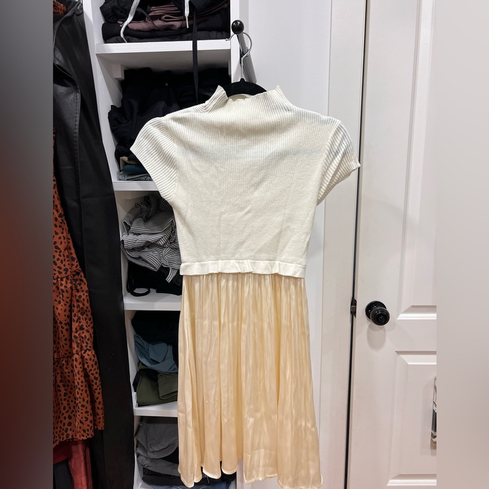 Size small, white and cream, midi length dress